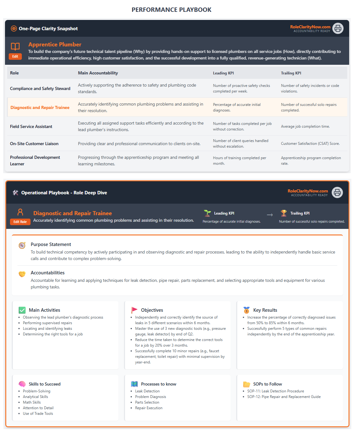 Screenshot of the Performance Playbook